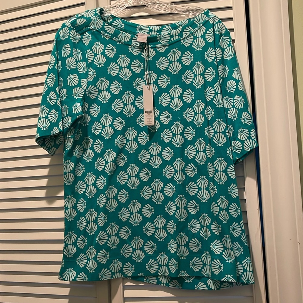 Chicos Pima geo shell top New with tags size 3!